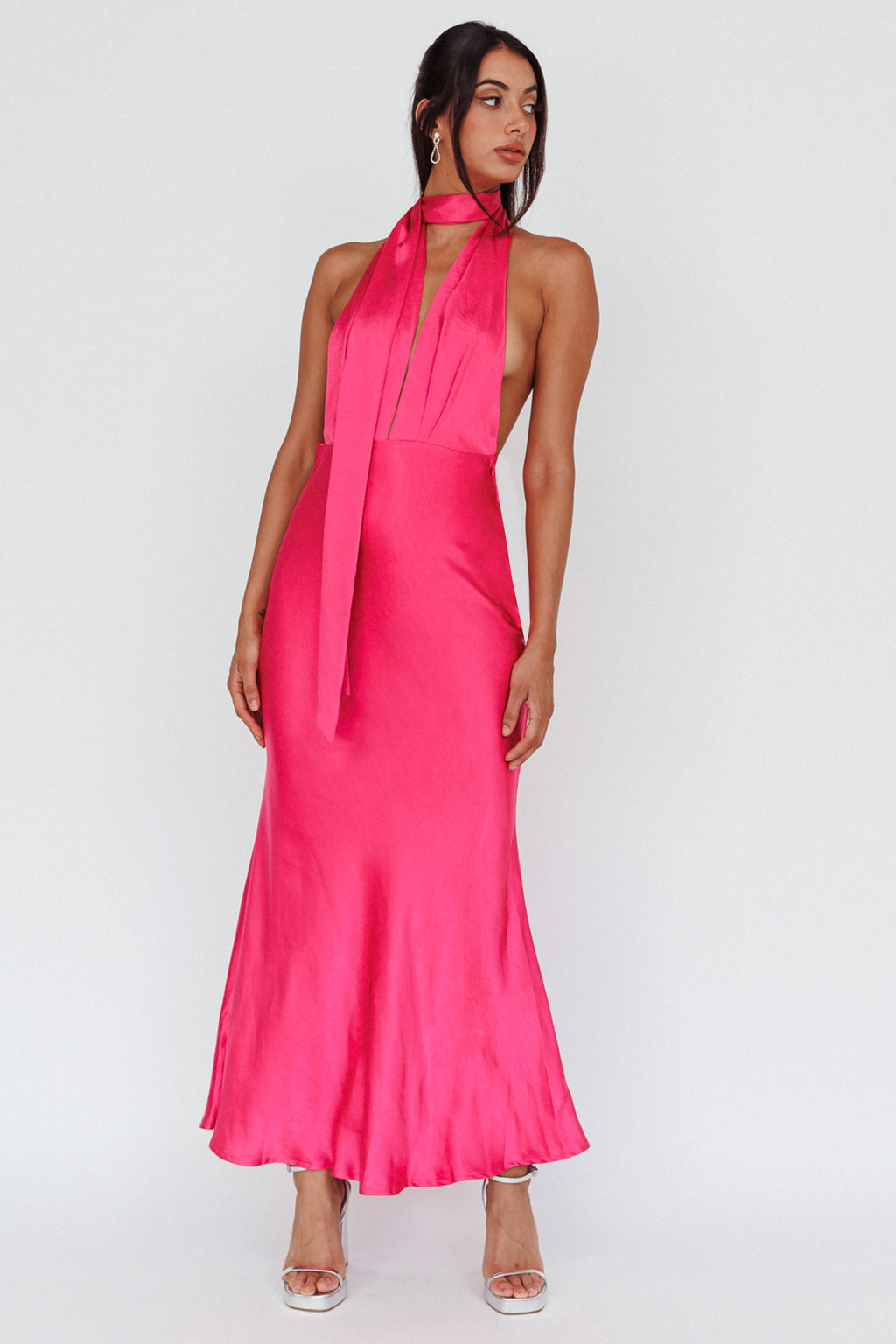 Italia Azure Halterneck Maxi Dress Hot Pink by Selfie Leslie Australia