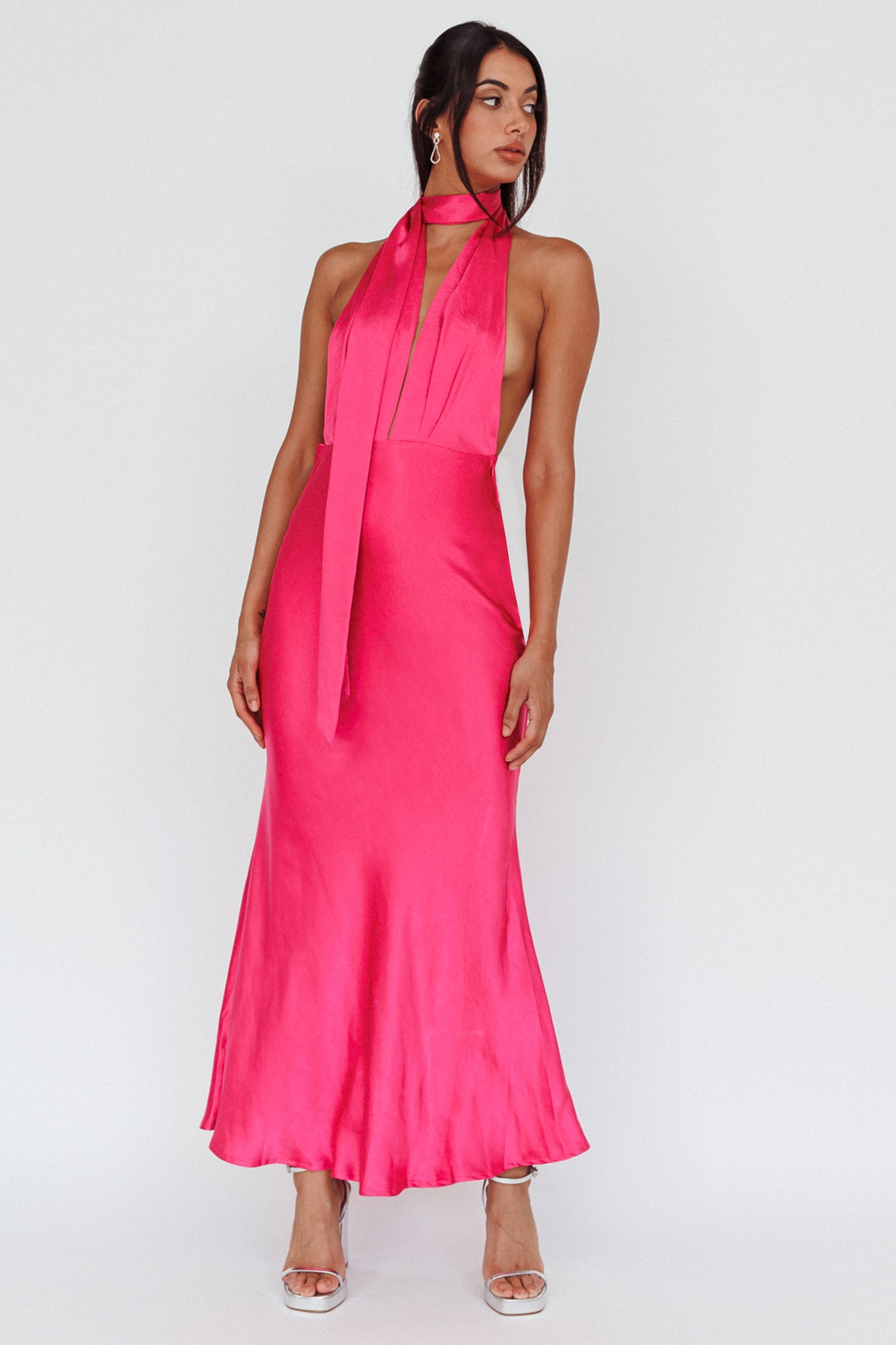 Italia Azure Halterneck Maxi Dress Hot Pink by Selfie Leslie Australia