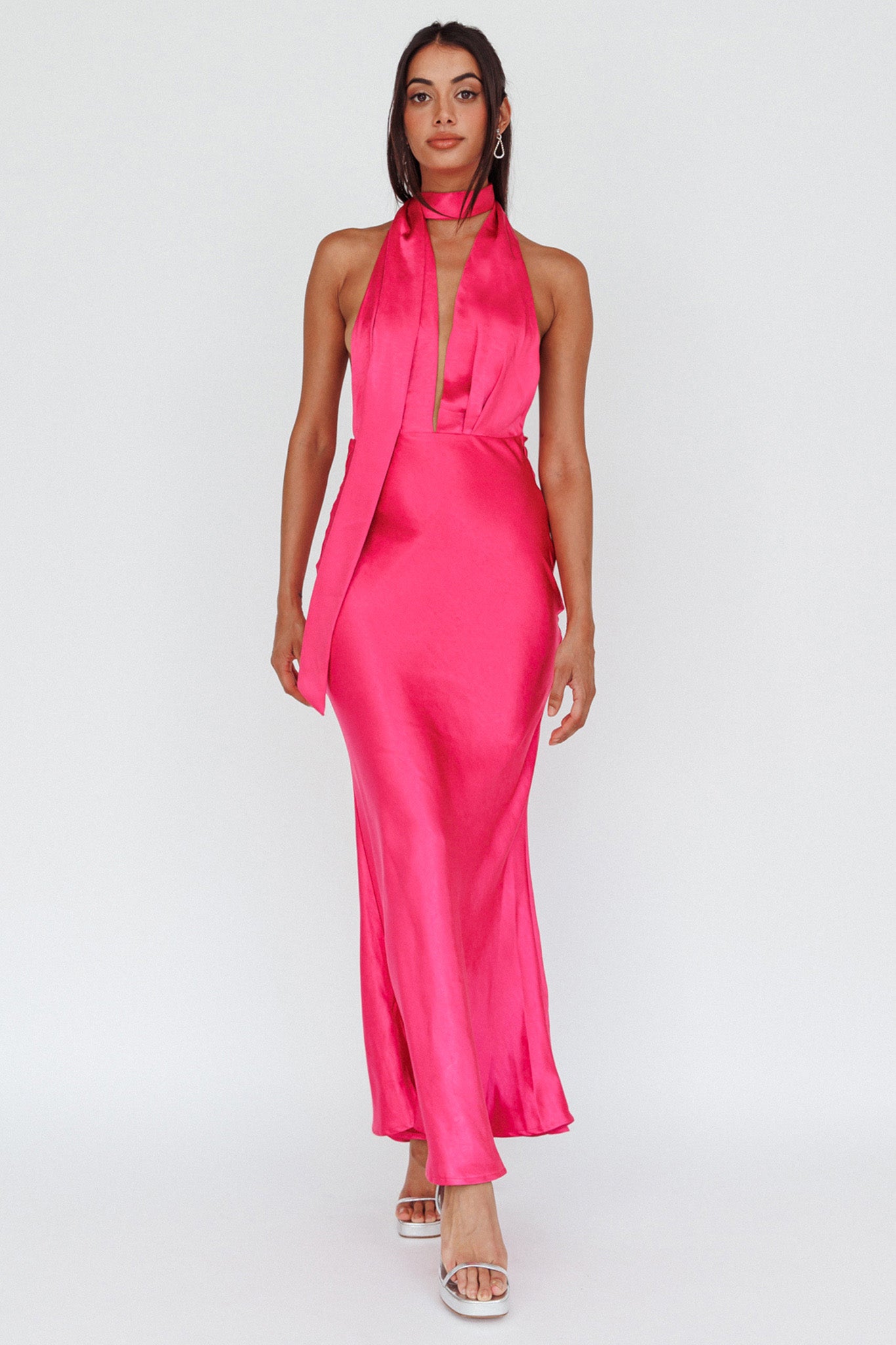 Italia Azure Halterneck Maxi Dress Hot Pink by Selfie Leslie Australia