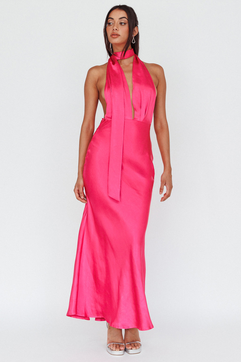 Italia Azure Halterneck Maxi Dress Hot Pink by Selfie Leslie Australia