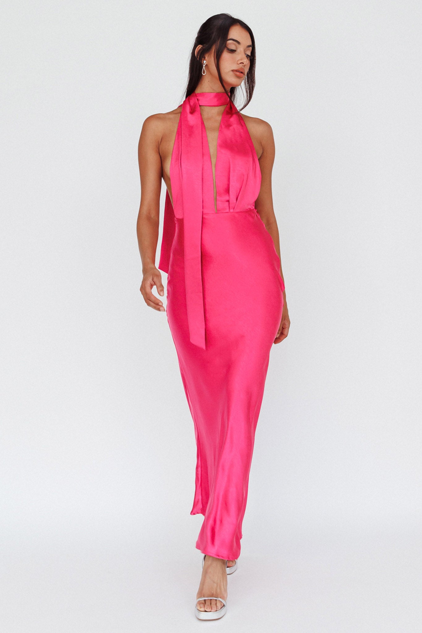 Italia Azure Halterneck Maxi Dress Hot Pink by Selfie Leslie Australia