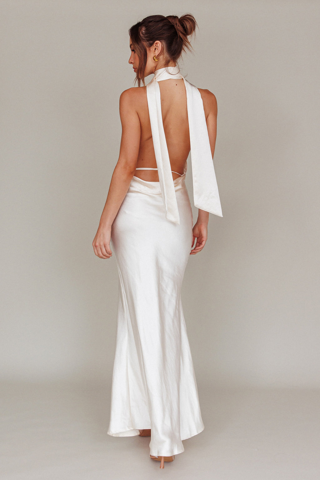 Italia Azure Halterneck Maxi Dress Oyster by Selfie Leslie Australia
