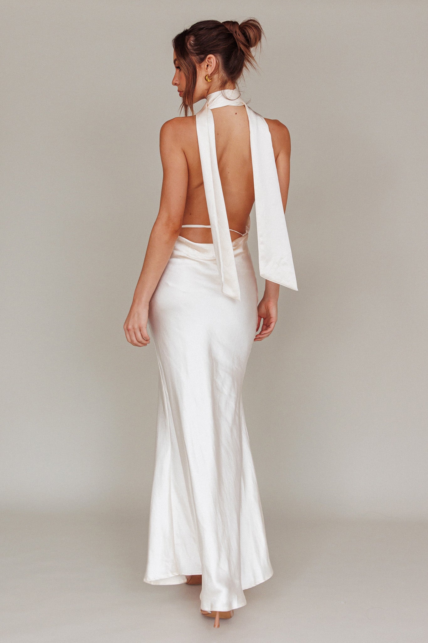 Italia Azure Halterneck Maxi Dress Oyster by Selfie Leslie Australia