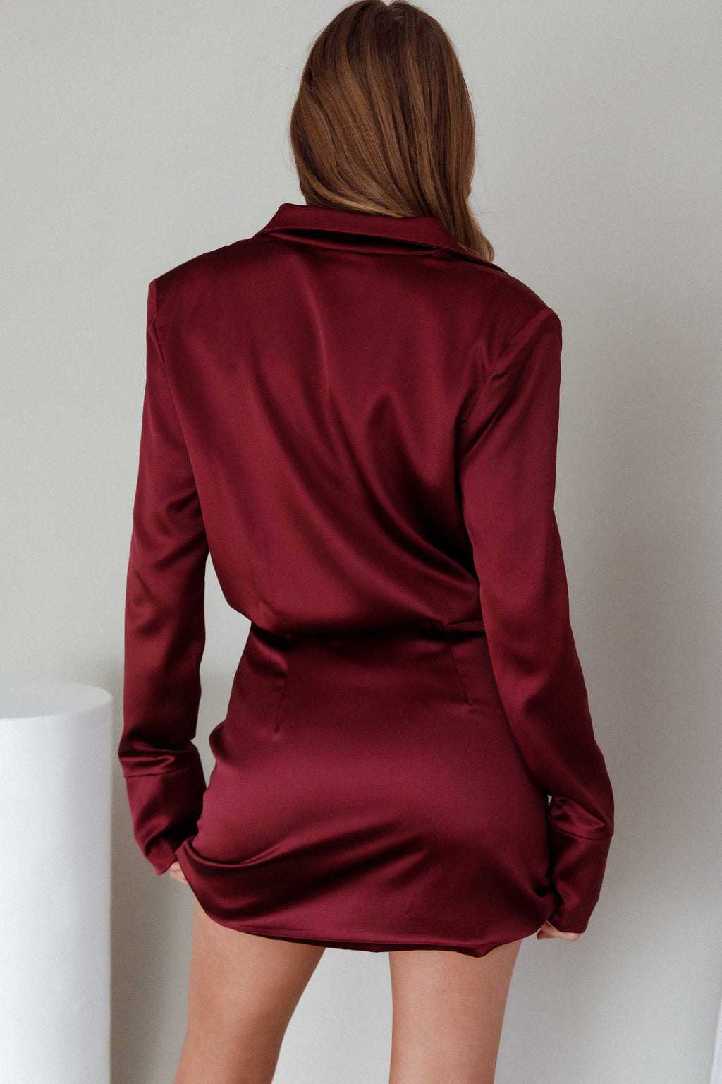 Lisbeth Collared Shirt Dress Burgundy by Selfie Leslie Australia