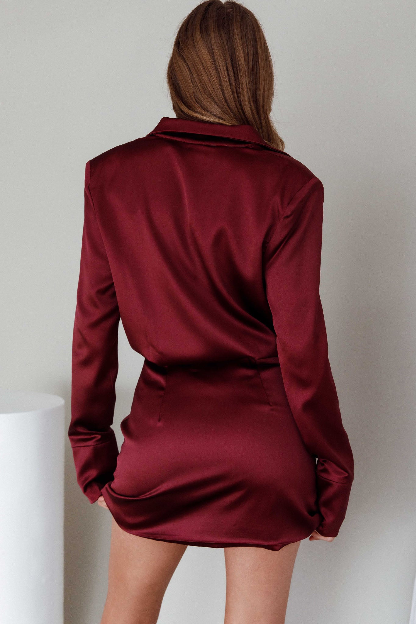 Lisbeth Collared Shirt Dress Burgundy by Selfie Leslie Australia