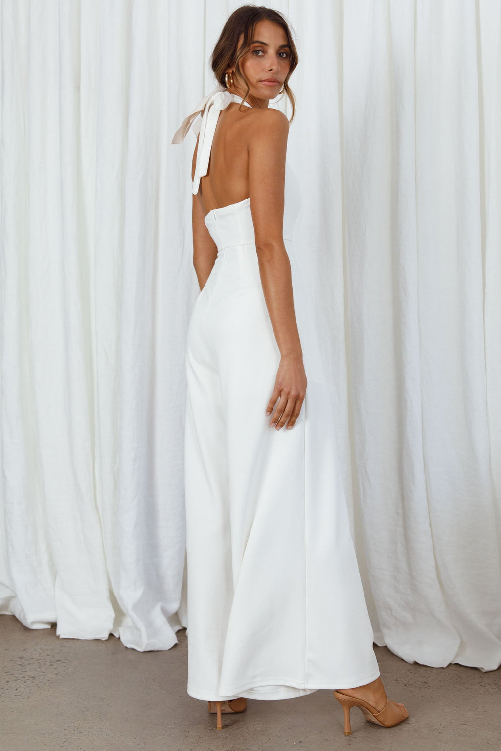 Remember This Halterneck Wide Leg Jumpsuit White by Selfie Leslie