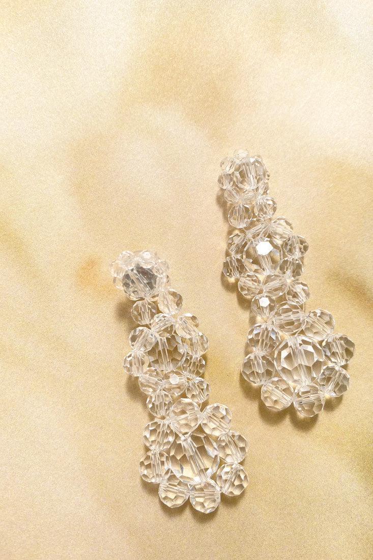 Don't Wait Up Beaded Earrings Clear by Selfie Leslie
