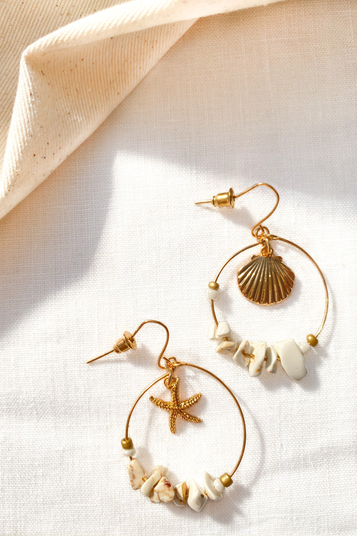 Sirena Gold & Shell Hook Earrings by Selfie Leslie