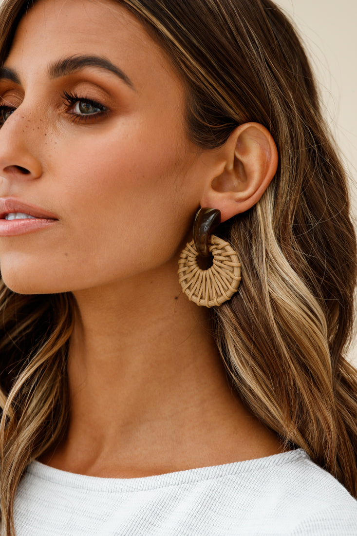 Zulu Faux Straw Earrings Tan by Selfie Leslie