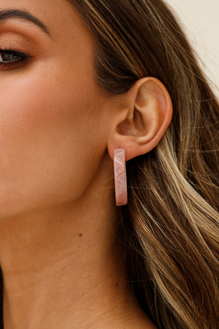 Sydney Perspex Hoop Pearl Back Earrings Rose by Selfie Leslie