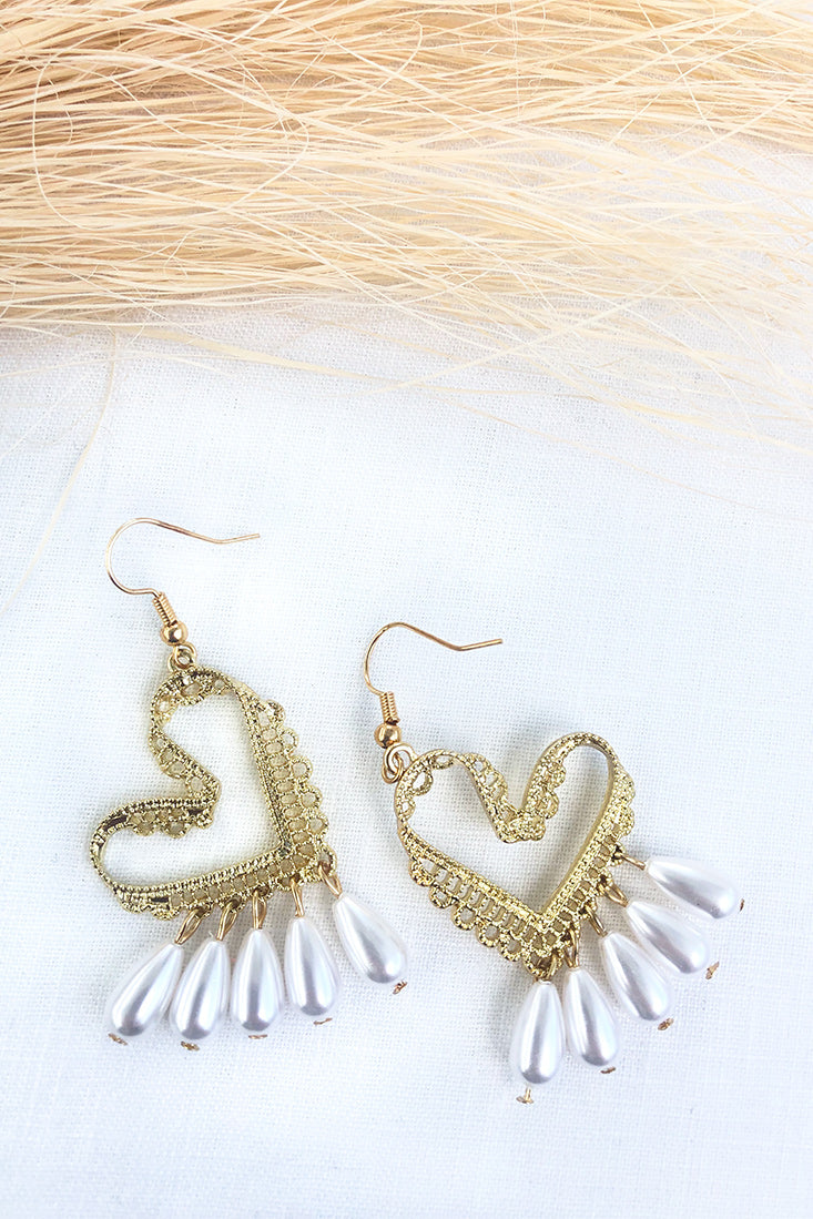 Head Over Heels Pearl Accent Earrings Gold by Selfie Leslie
