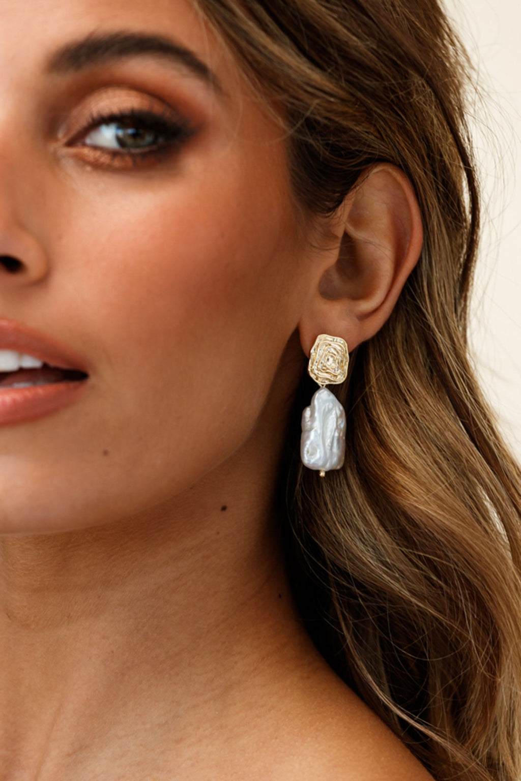 Antigua Baroque Pearl Earrings Gold by Selfie Leslie