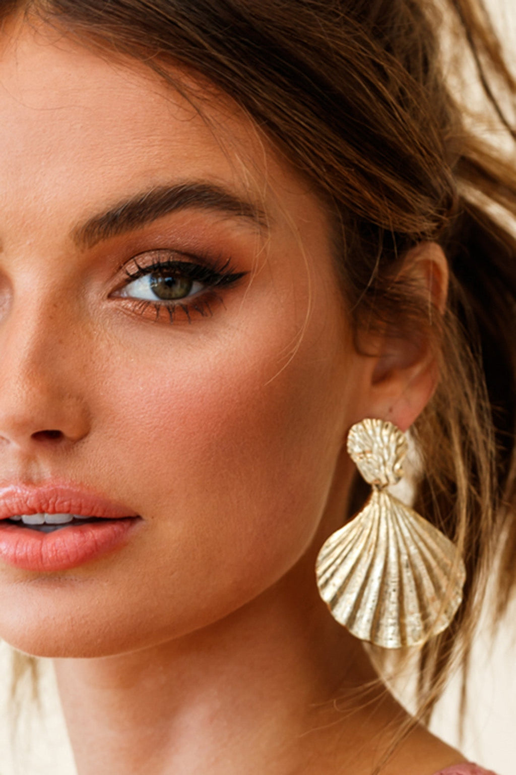 Calliope Shell Earrings Gold by Selfie Leslie