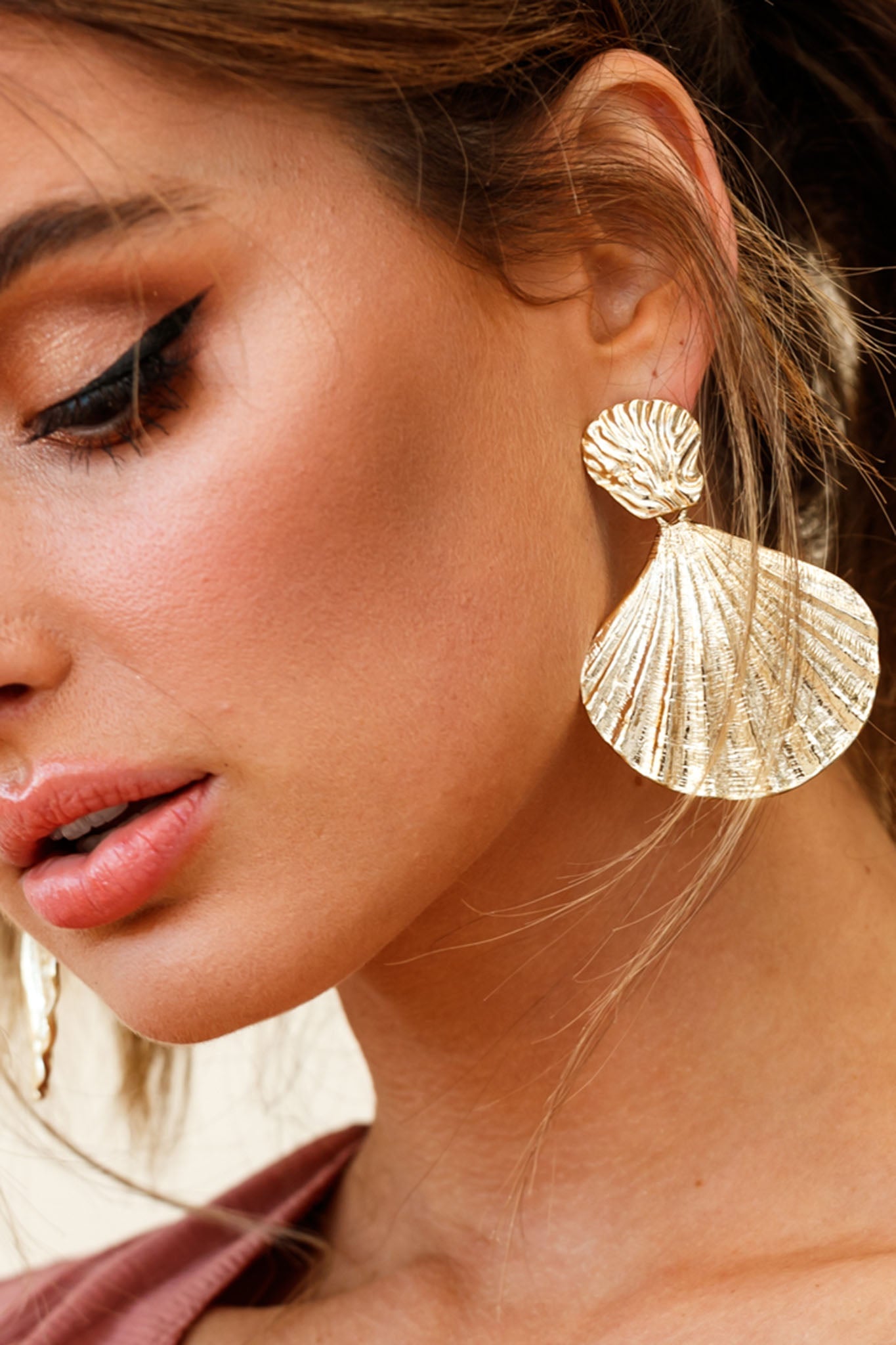 Calliope Shell Earrings Gold by Selfie Leslie