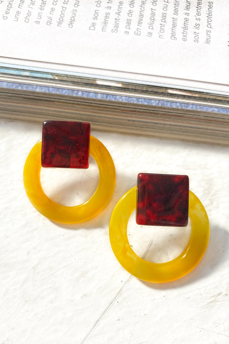 Mozambique Geometric Earrings Yellow by Selfie Leslie