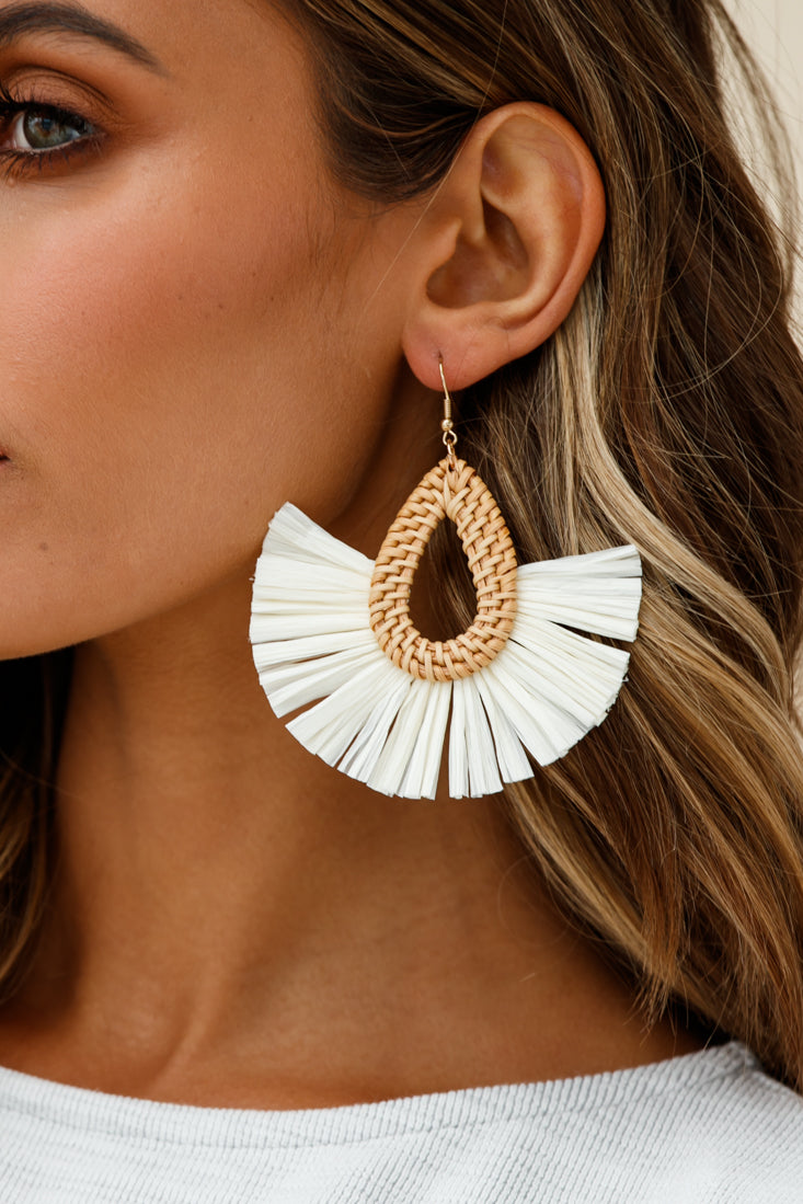 Zanzibar Woven Straw Earrings Natural by Selfie Leslie