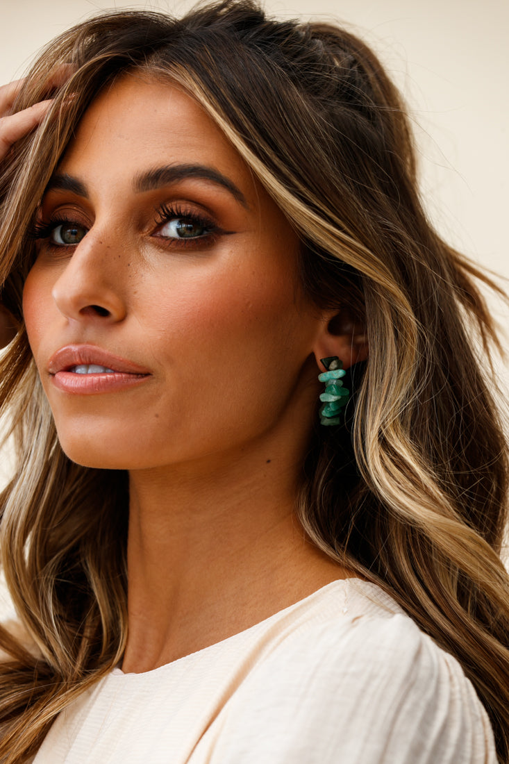 Jasmine Raw Cut Earrings Jade by Selfie Leslie