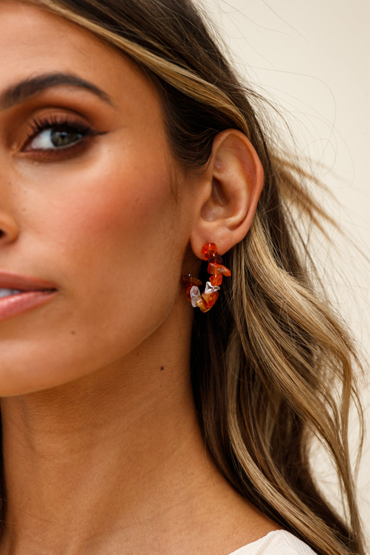 Jasmine Raw Cut Hoop Earrings Tan by Selfie Leslie