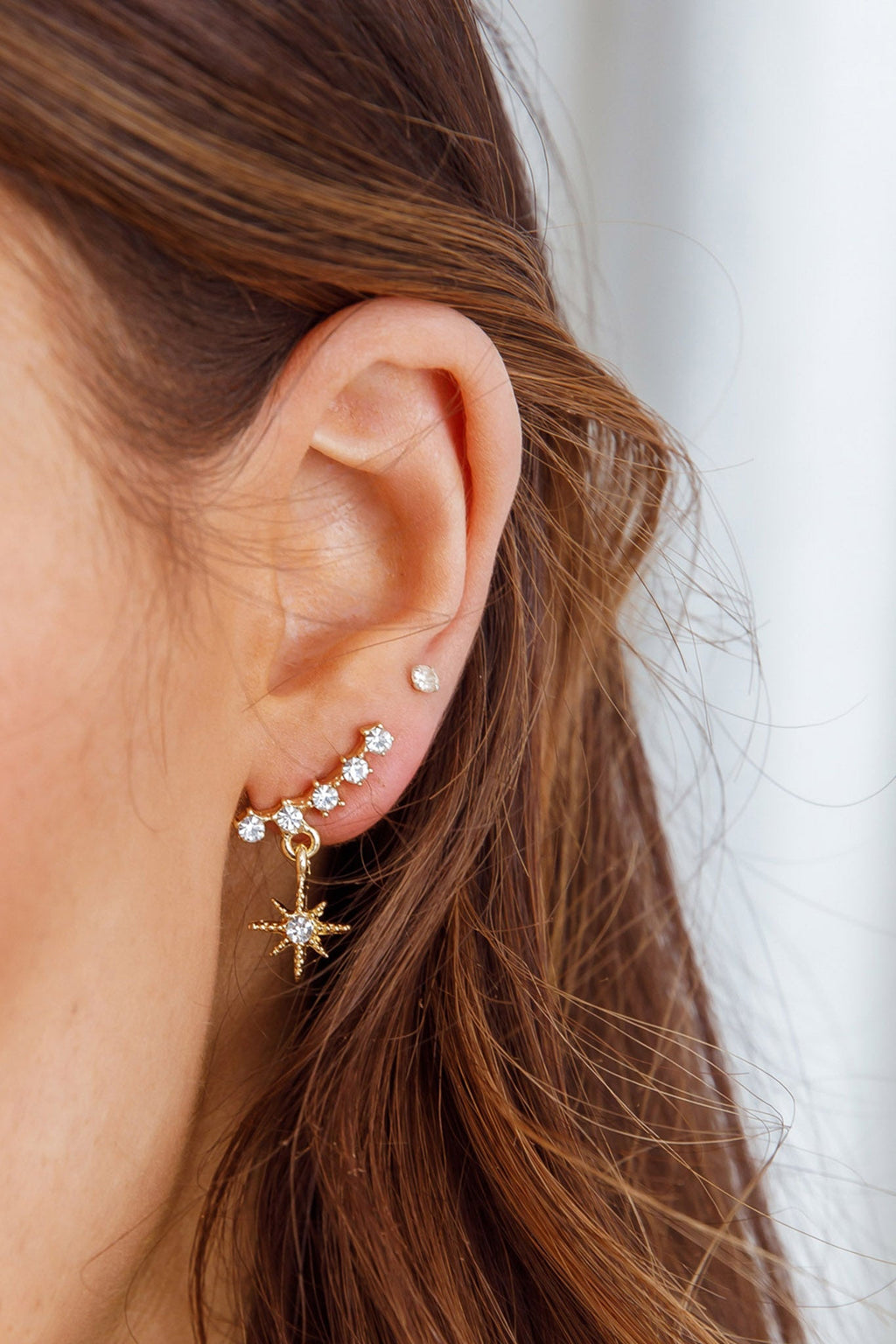Virgo Crystal Star Earrings Gold by Selfie Leslie