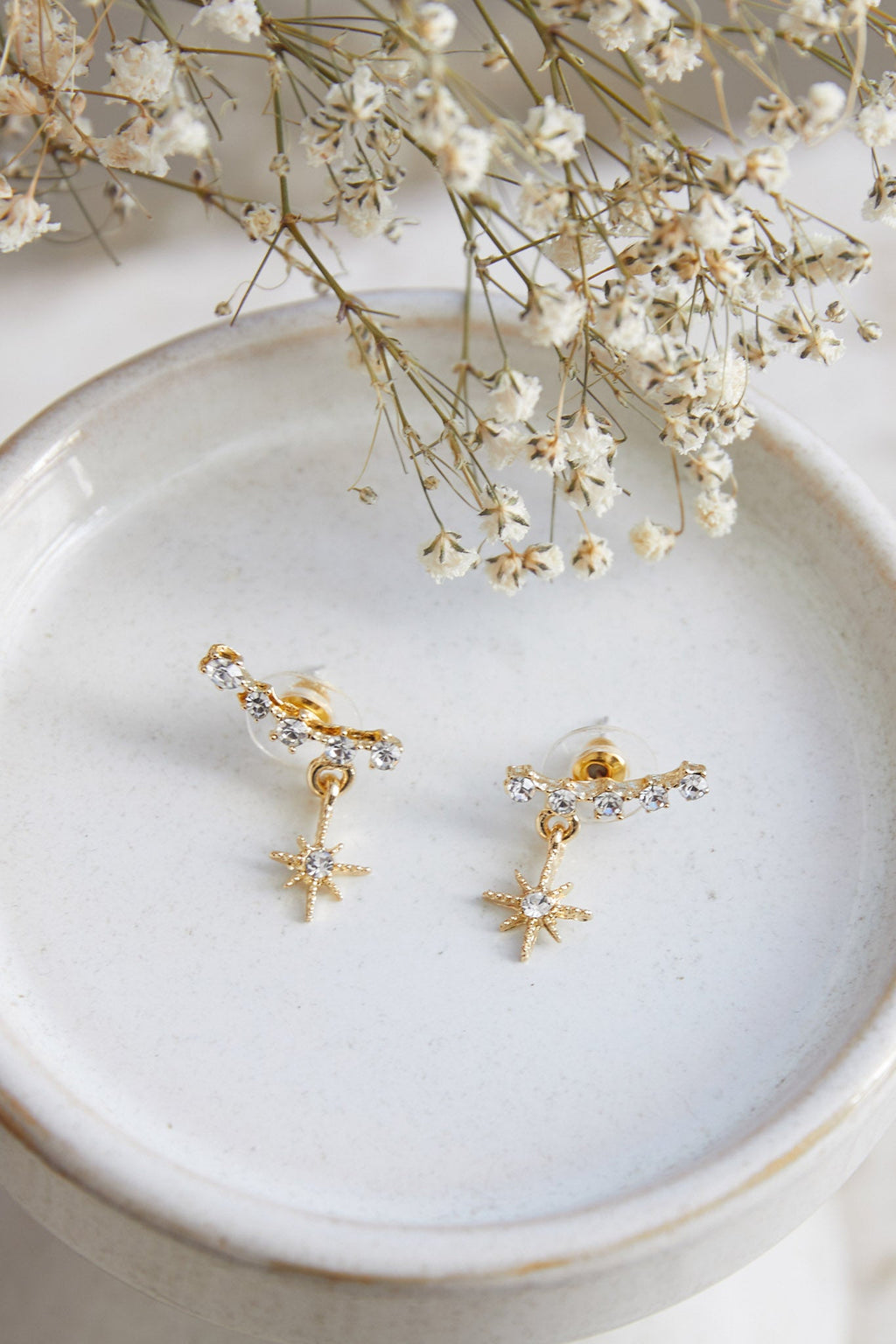Virgo Crystal Star Earrings Gold by Selfie Leslie