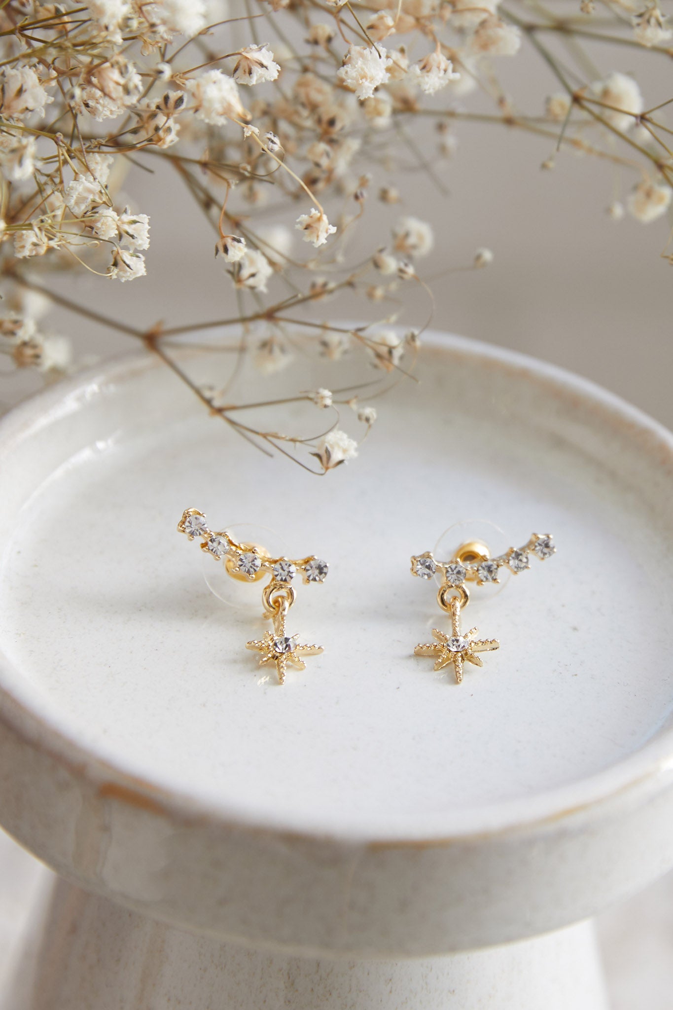 Virgo Crystal Star Earrings Gold by Selfie Leslie