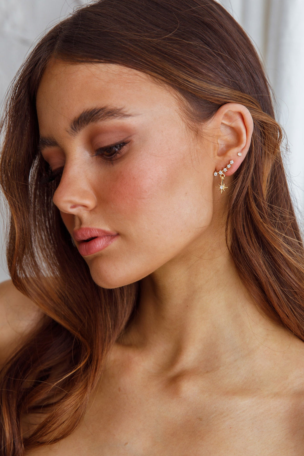 Virgo Crystal Star Earrings Gold by Selfie Leslie