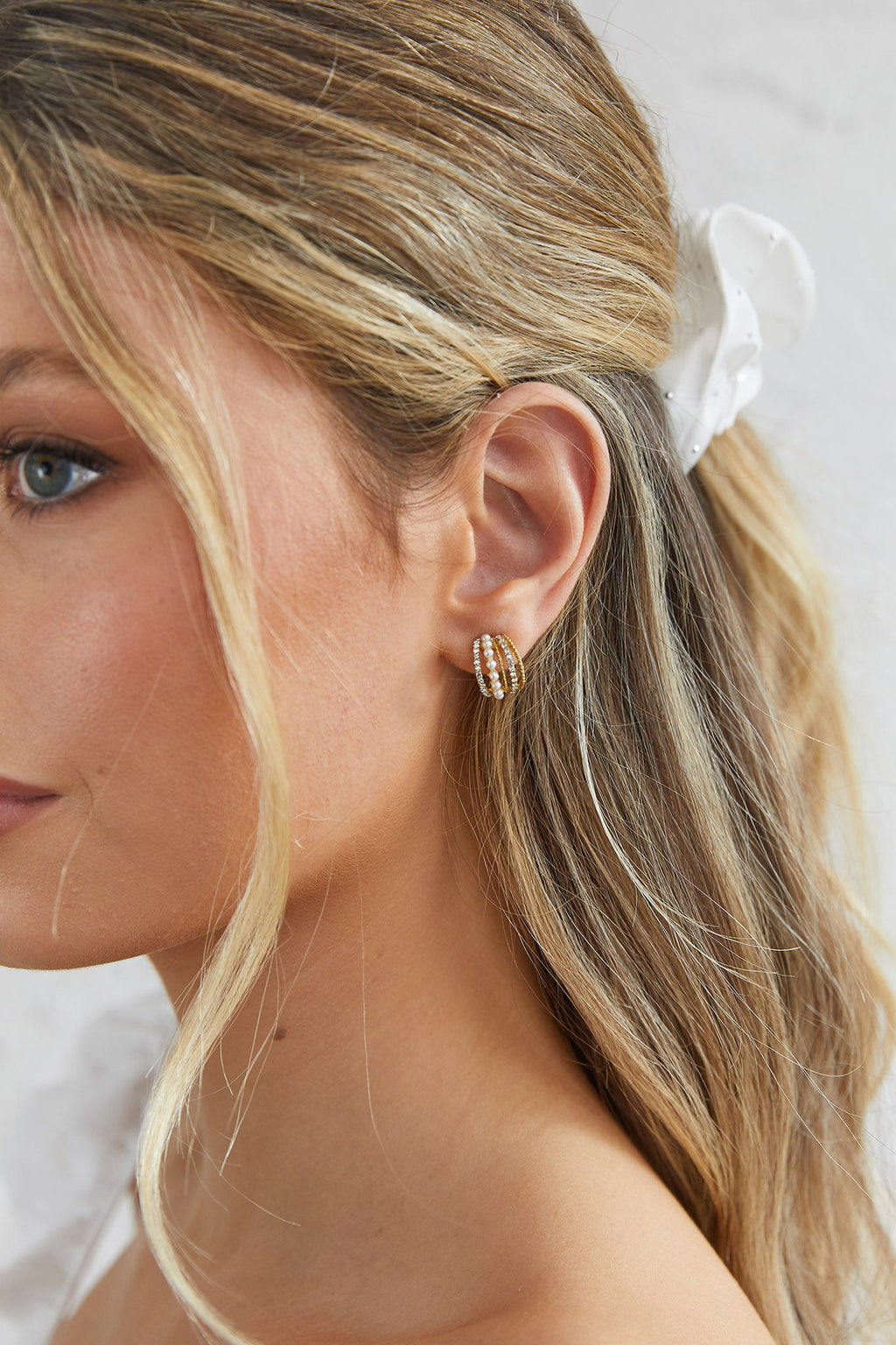 Ophelia Pearl and Crystal Earrings Gold by Selfie Leslie