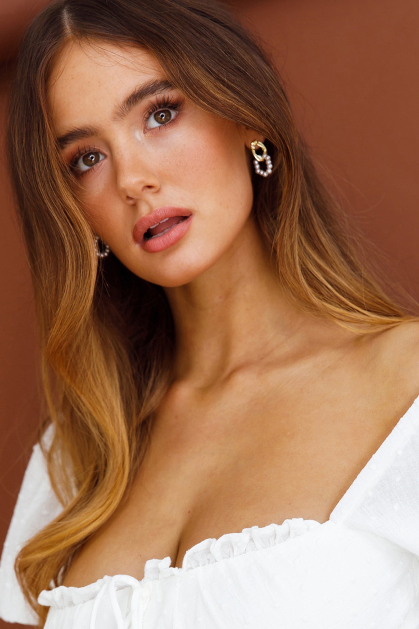 Charlotte Pearl Loop Earrings Gold by Selfie Leslie