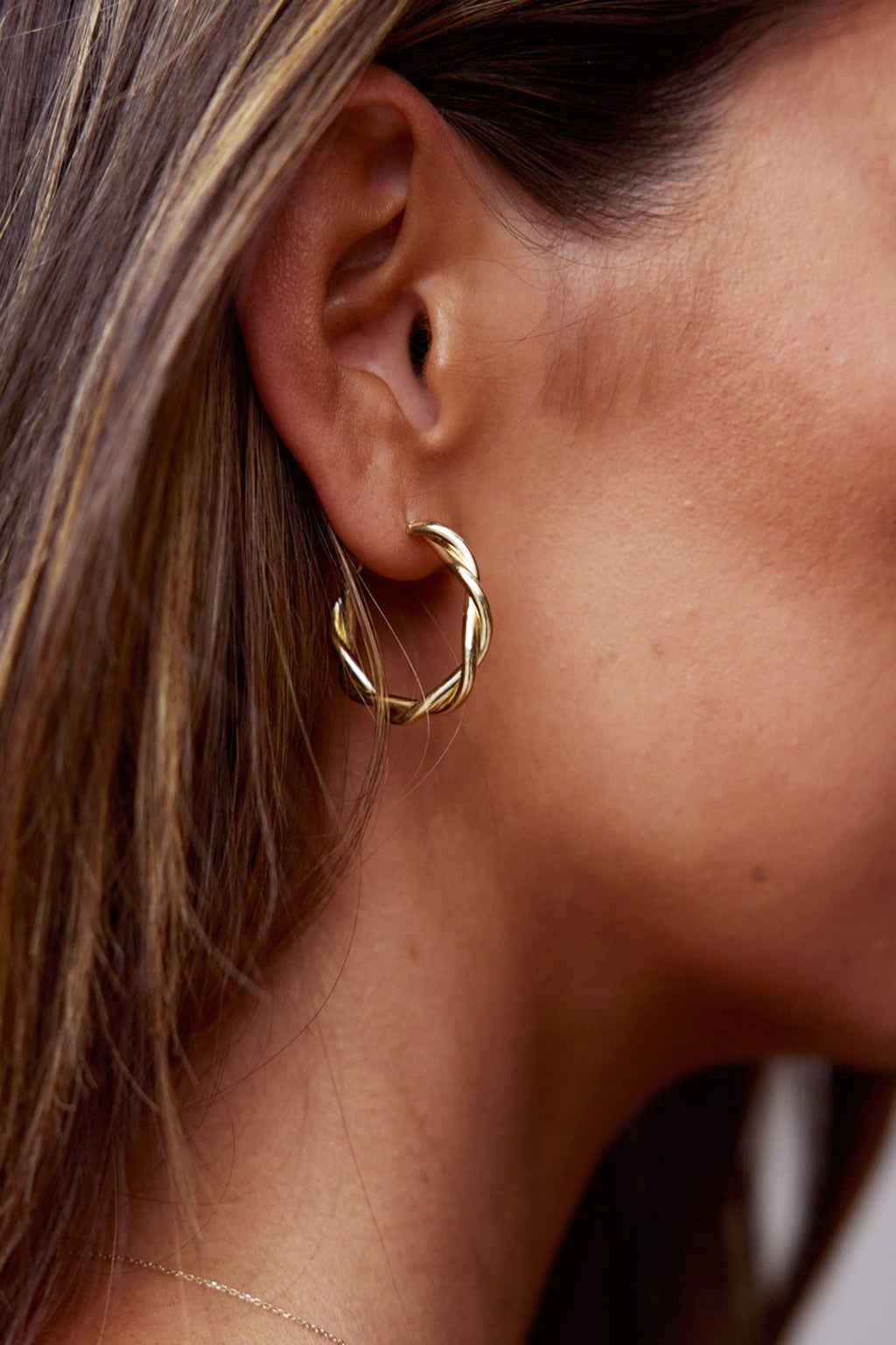 Millie Twisted Hoop Earrings Gold by Selfie Leslie