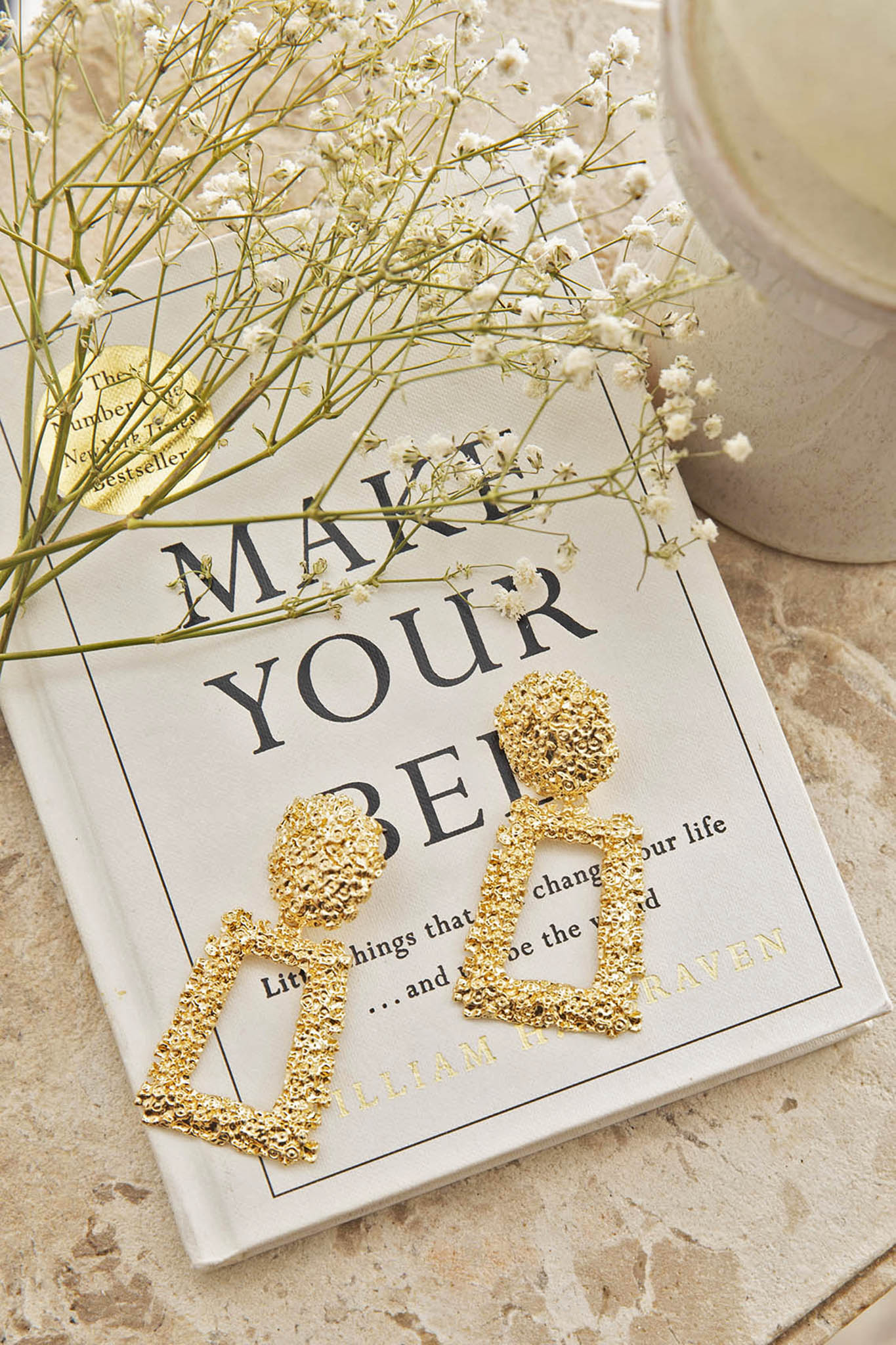 London Textured Earrings Gold by Selfie Leslie