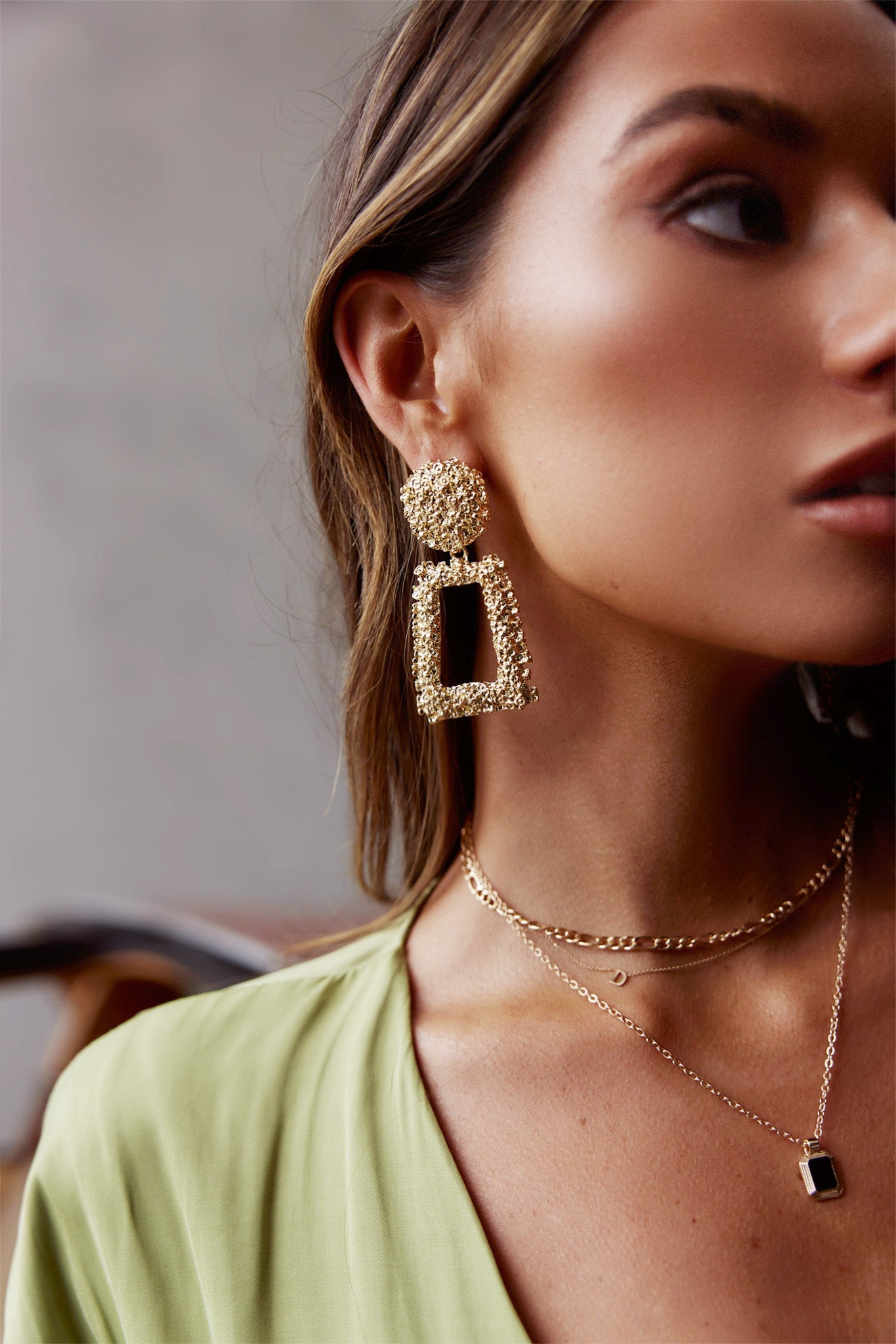 London Textured Earrings Gold by Selfie Leslie