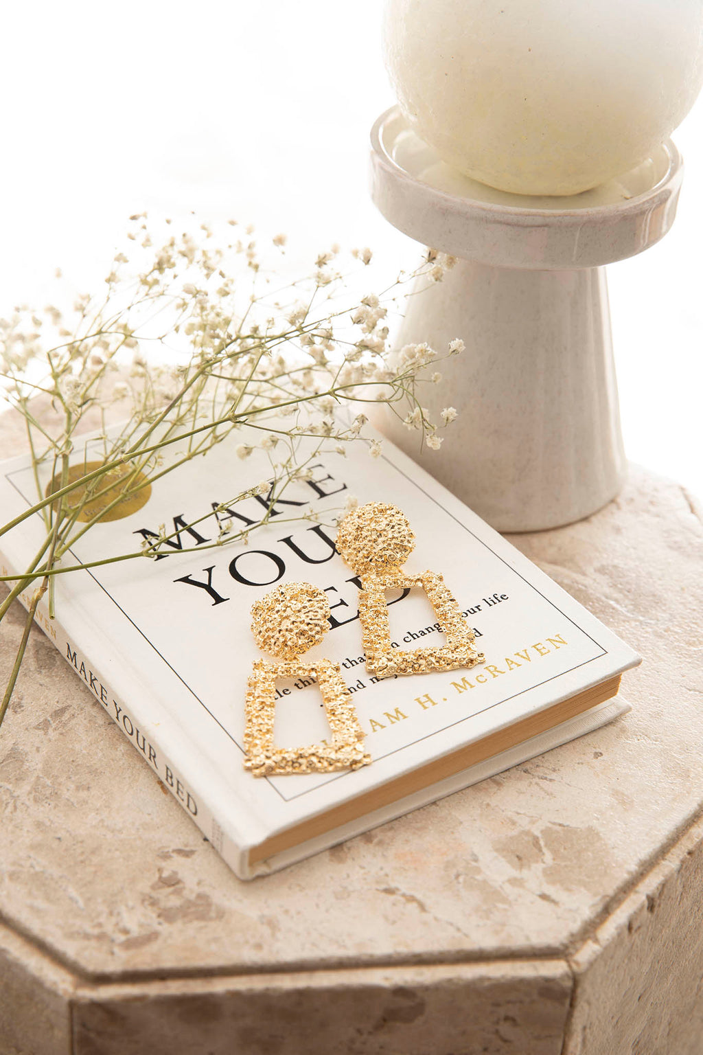 London Textured Earrings Gold by Selfie Leslie