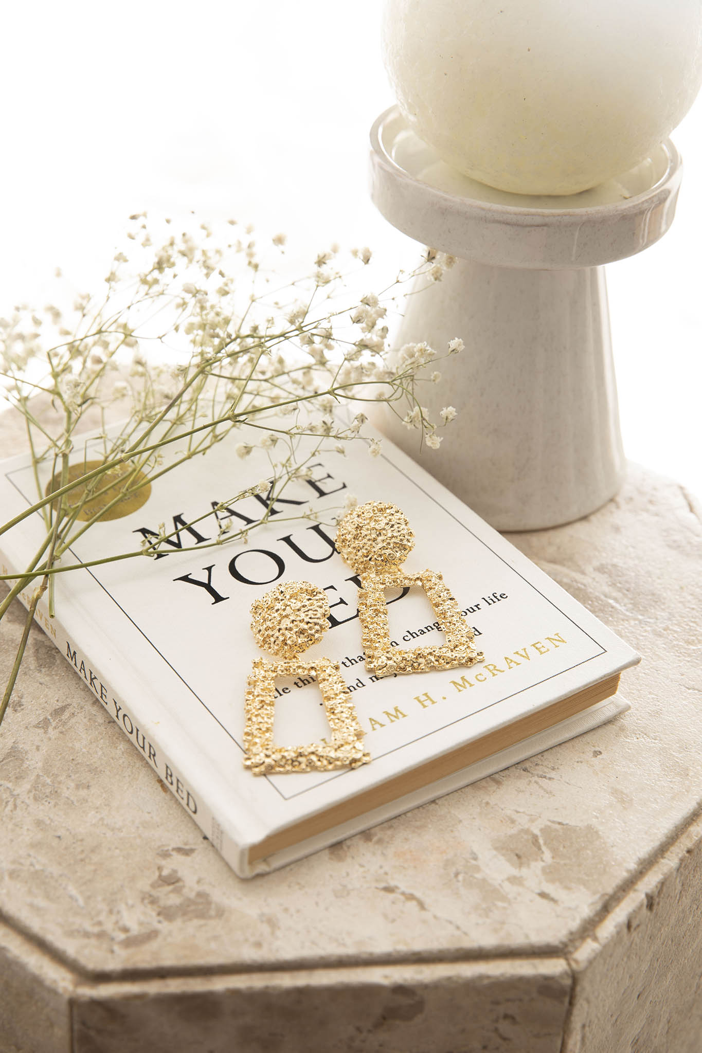 London Textured Earrings Gold by Selfie Leslie