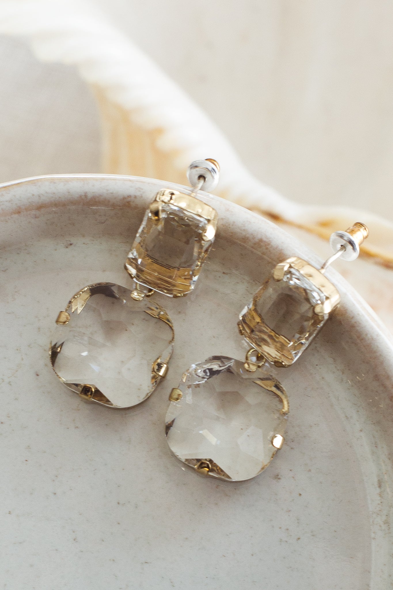Georgia Crystal Drop Earrings Clear by Selfie Leslie