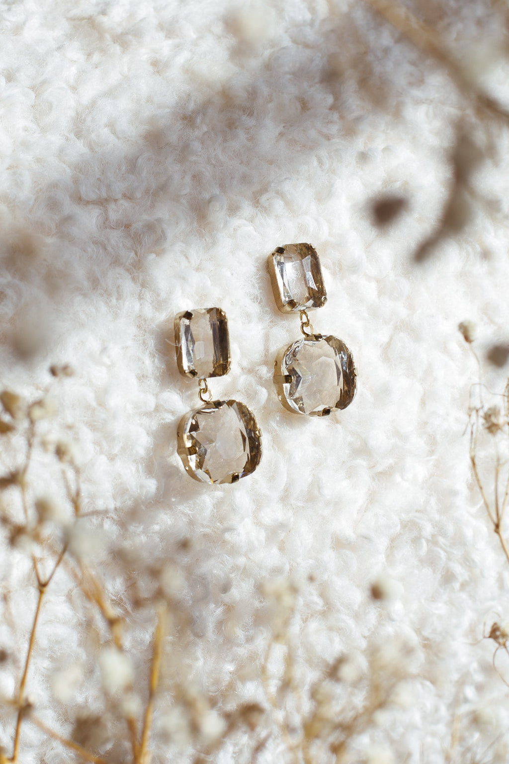Georgia Crystal Drop Earrings Clear by Selfie Leslie