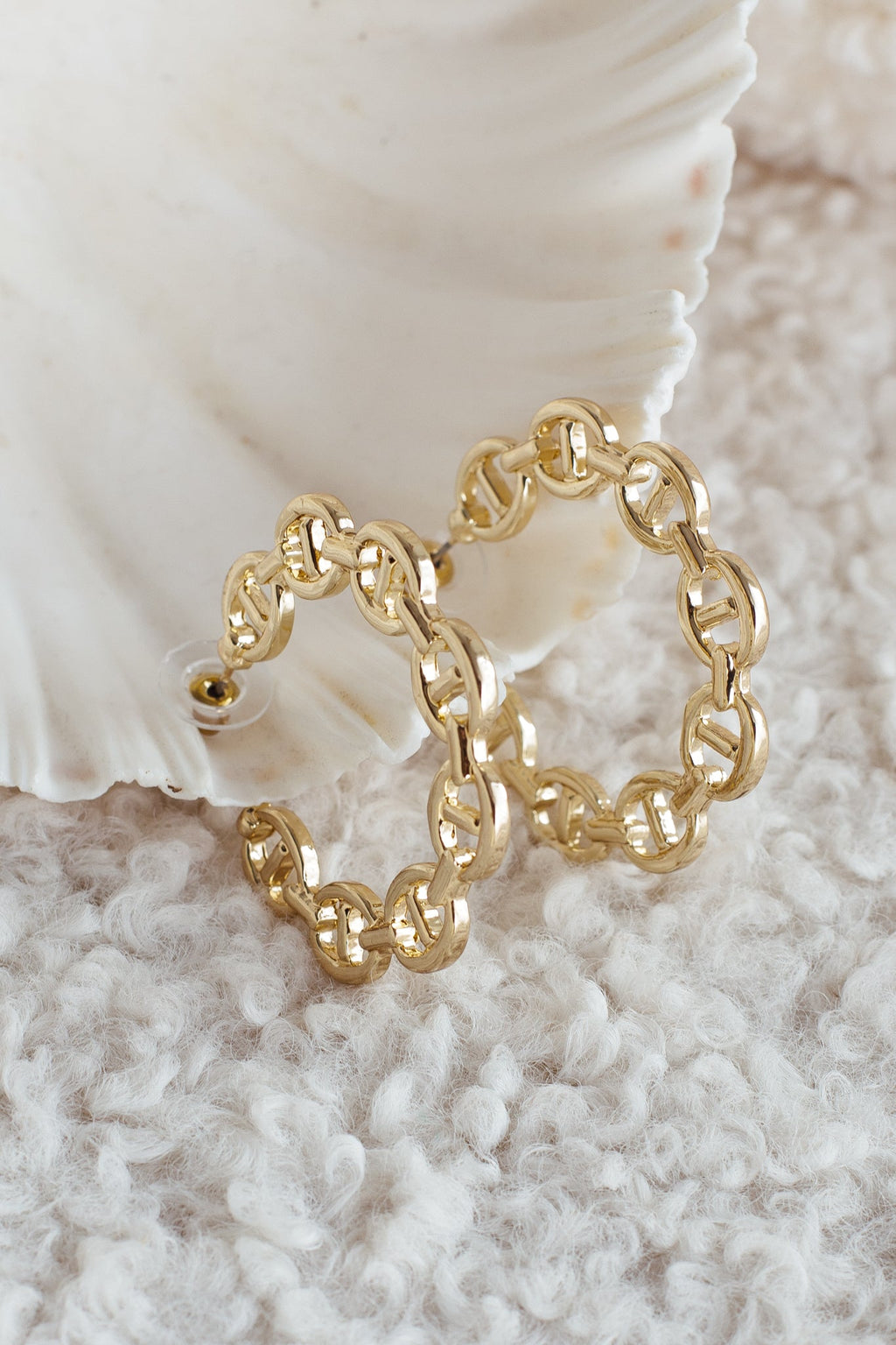 Haven Anchor Link Hoop Earrings Gold by Selfie Leslie