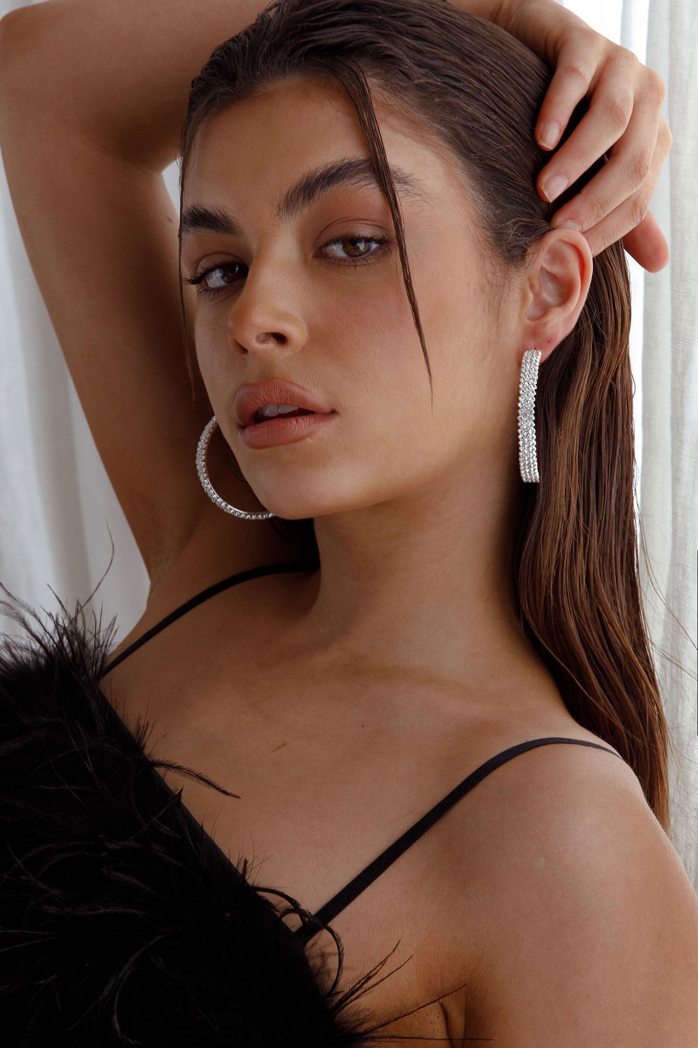 Maddy Diamante Hoop Earrings Silver by Selfie Leslie