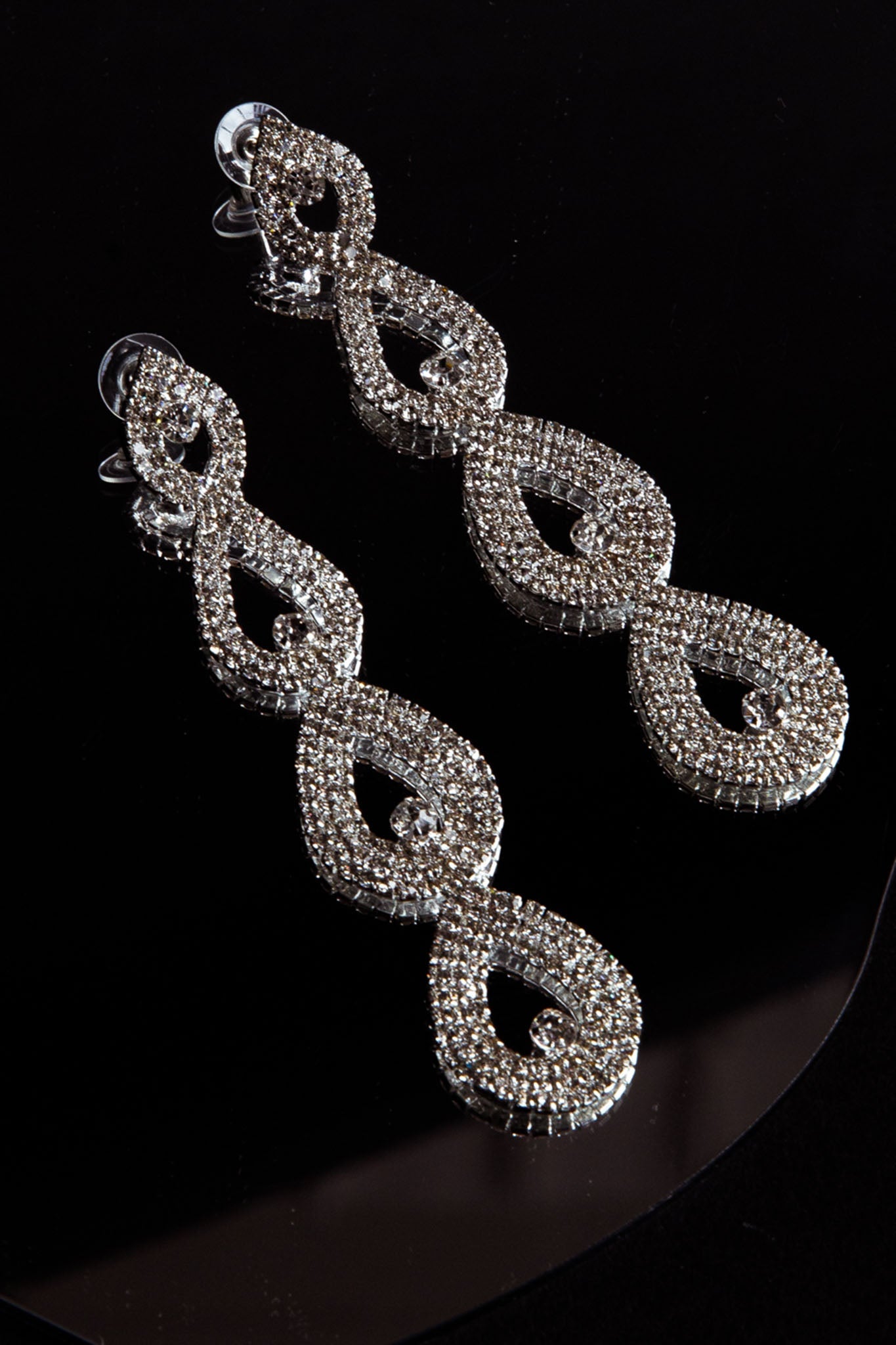 Royale Diamante Pear Drop Earrings Silver by Selfie Leslie