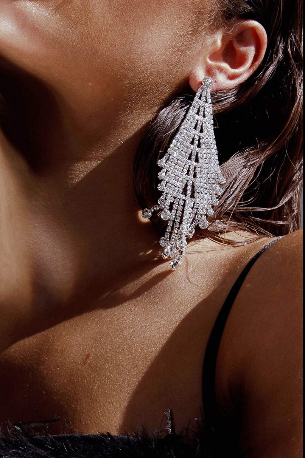 Rani Diamante Tassel Earrings Silver by Selfie Leslie