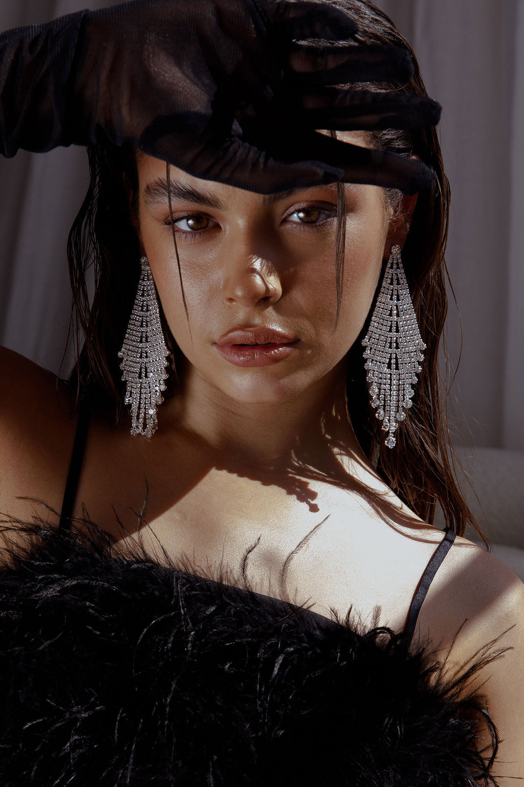 Rani Diamante Tassel Earrings Silver by Selfie Leslie