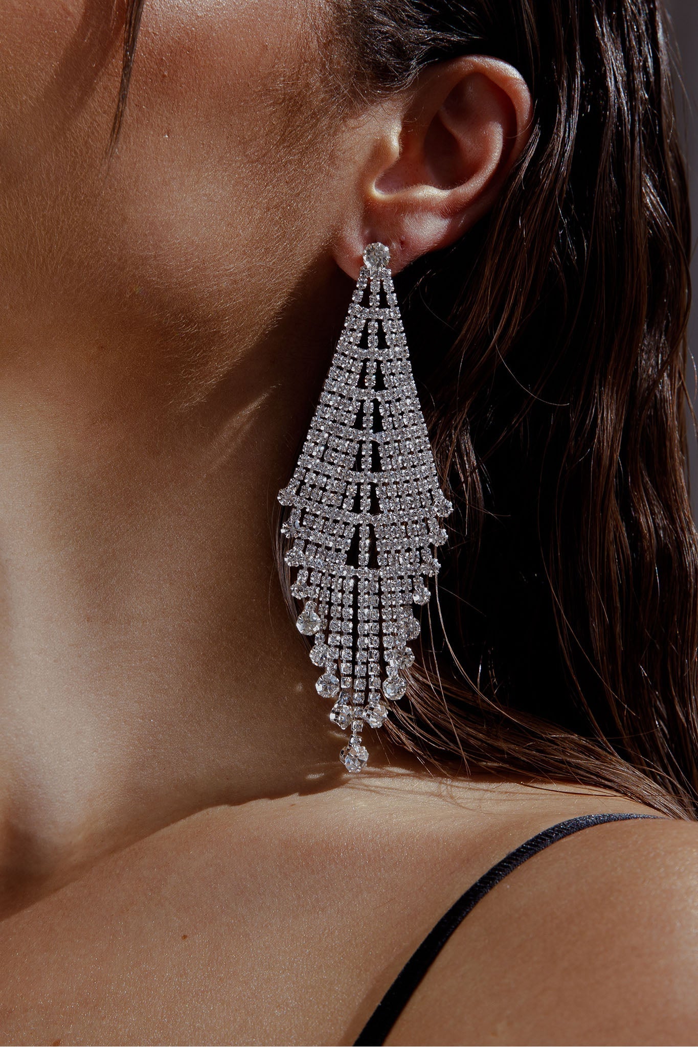 Rani Diamante Tassel Earrings Silver by Selfie Leslie