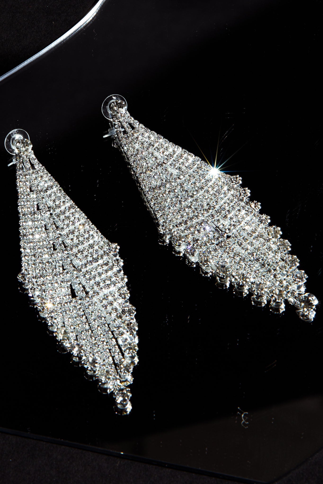 Rani Diamante Tassel Earrings Silver by Selfie Leslie