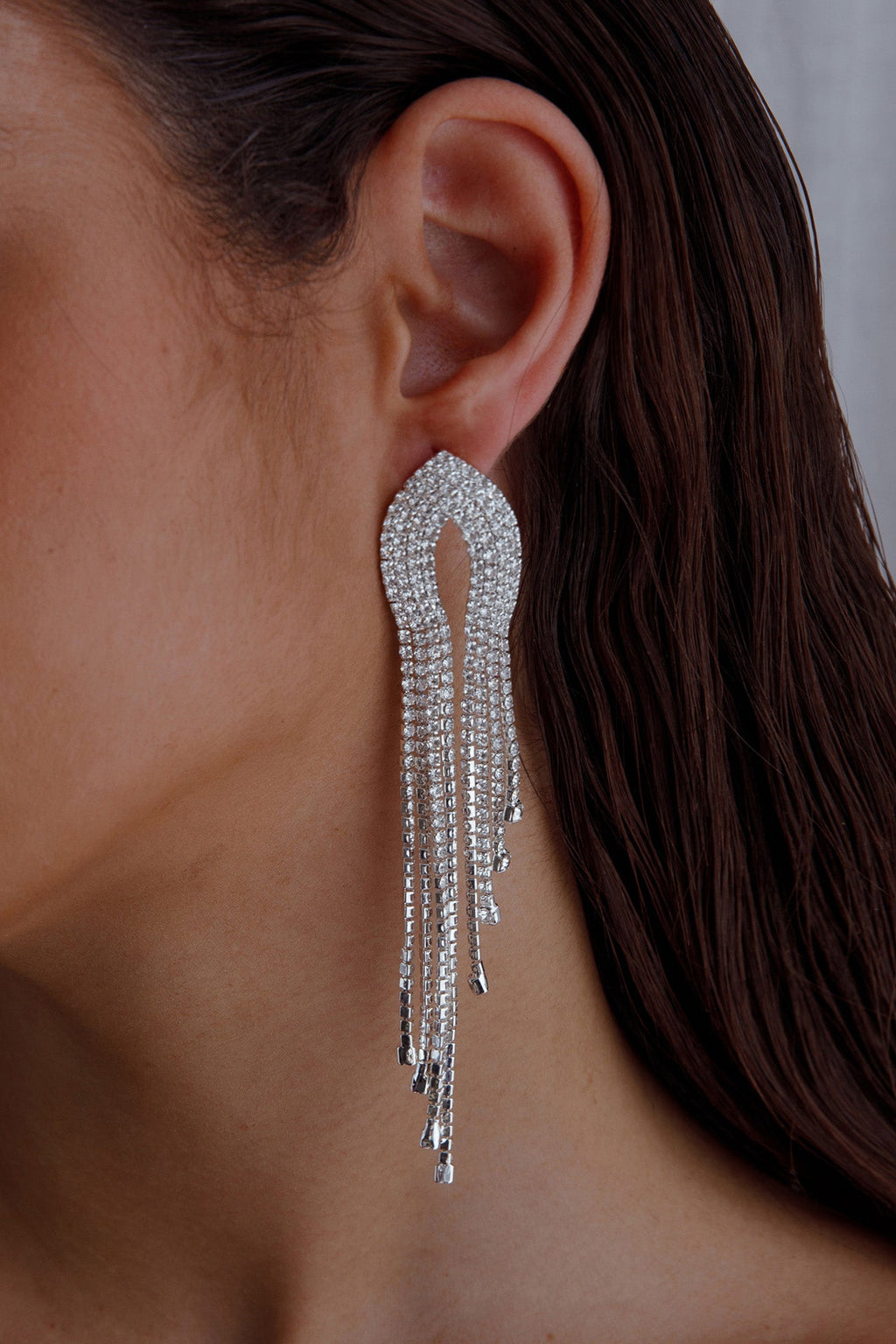 Khloe Diamante Tassel Earrings Silver by Selfie Leslie