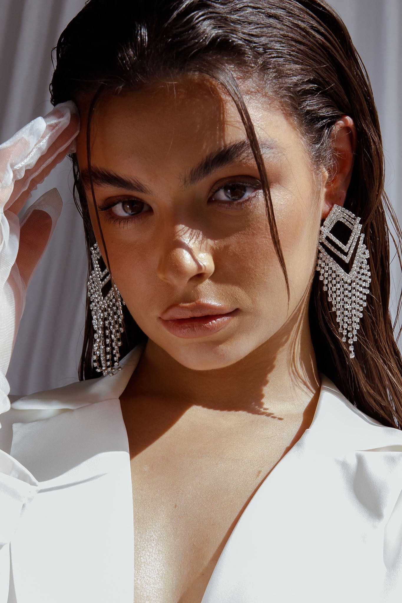Kate Diamante Kite Drop Earrings Silver by Selfie Leslie