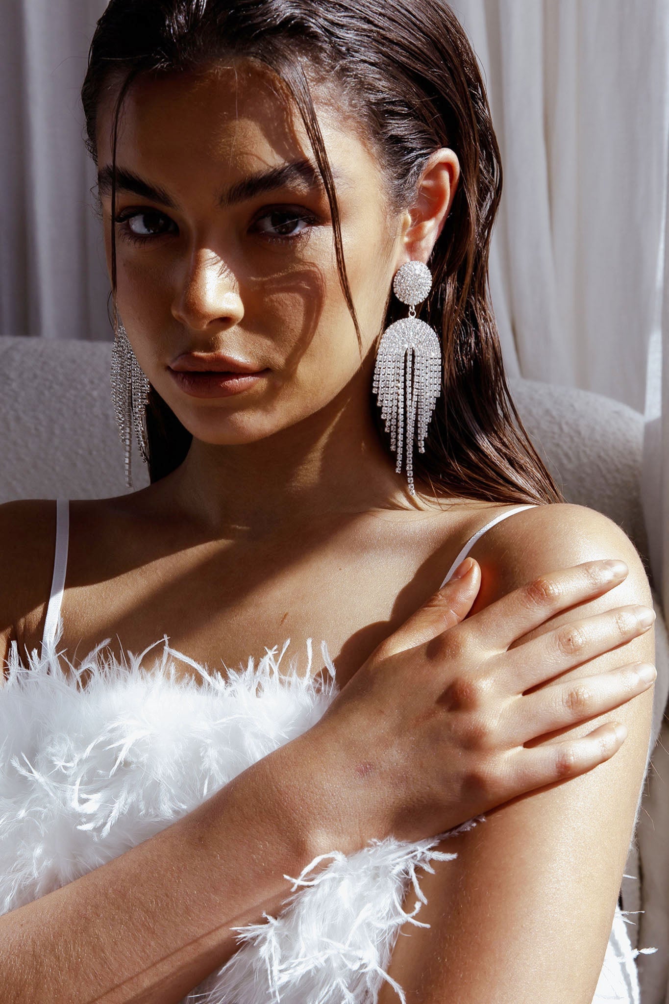 Kiara Circle Cascade Earrings Silver by Selfie Leslie