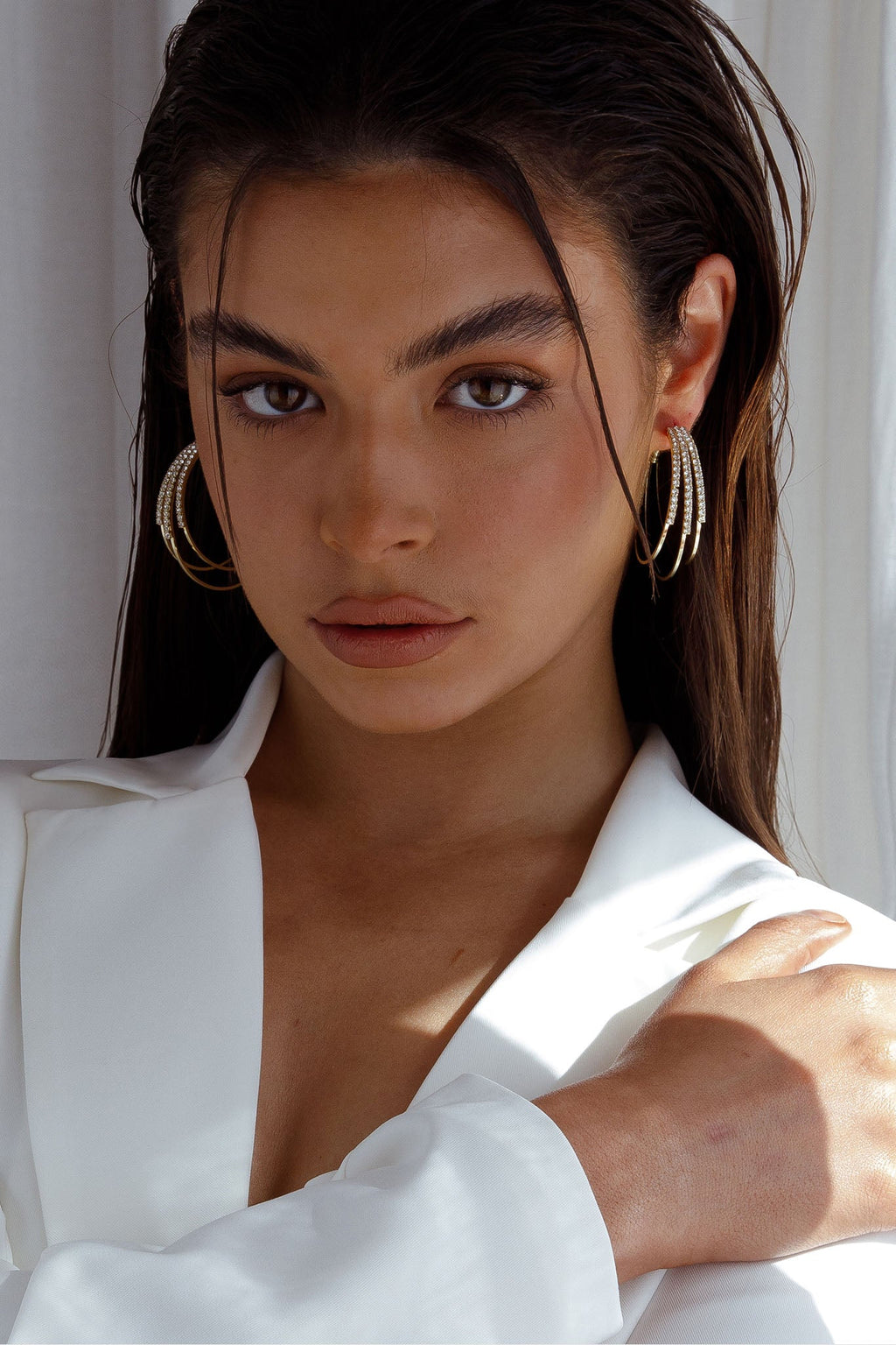 Zilla Triple Hoop Earrings Gold by Selfie Leslie