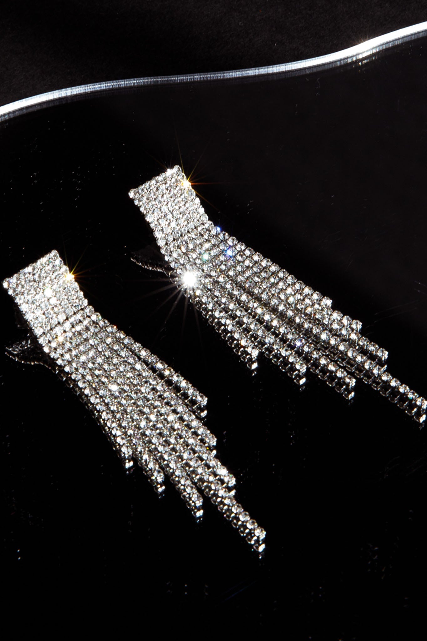 Zarah Diamante Tassel Earrings Silver by Selfie Leslie
