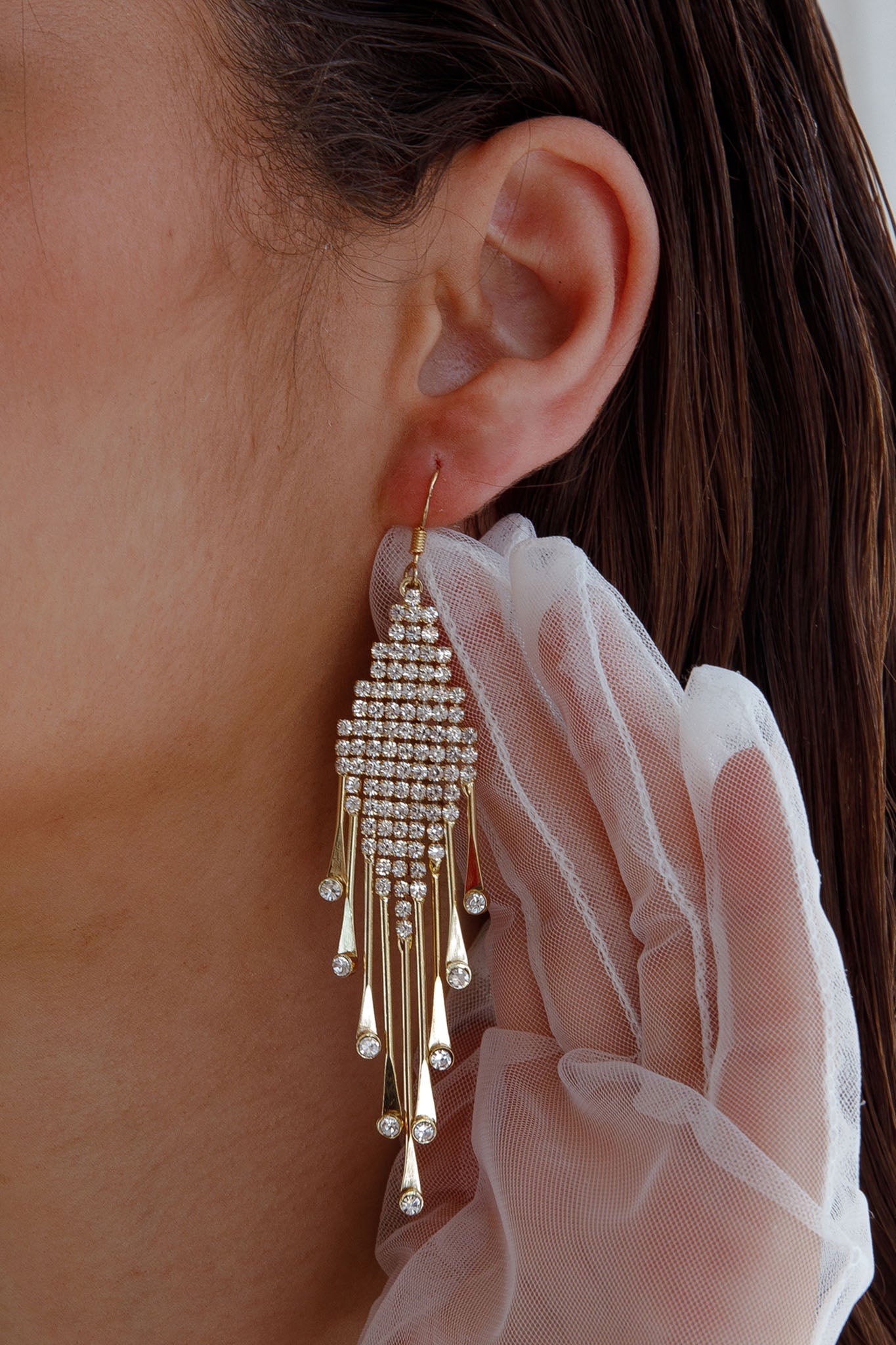 Alessandra Diamante Tassel Hook Earrings Gold by Selfie Leslie