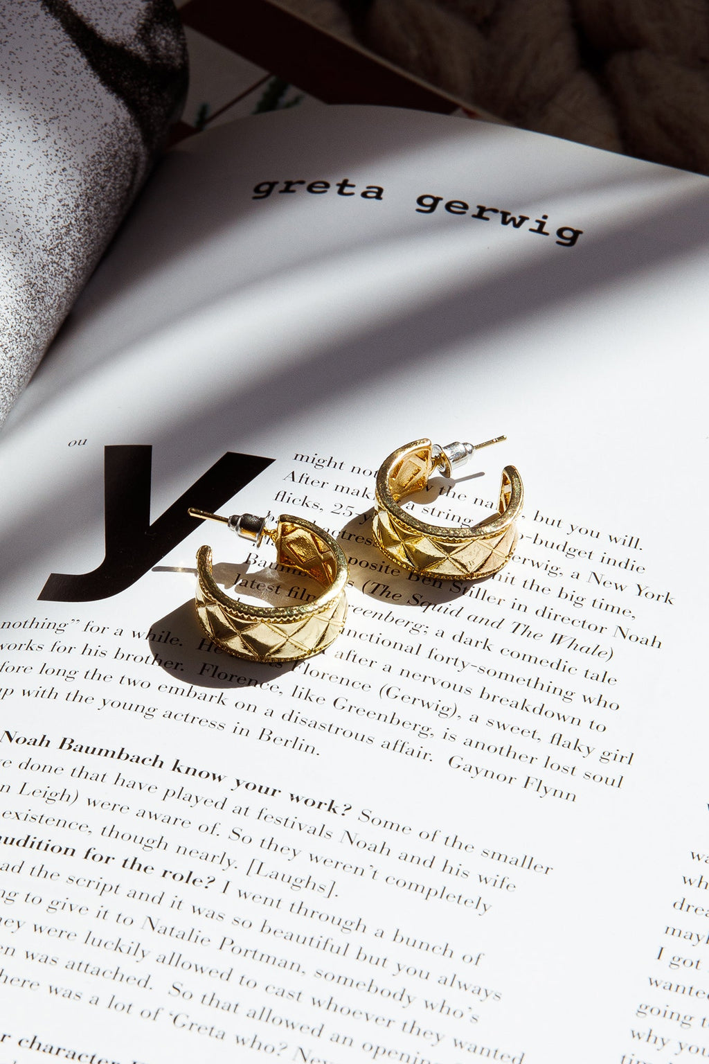 Gracie Etched Small Hoop Earrings Gold by Selfie Leslie