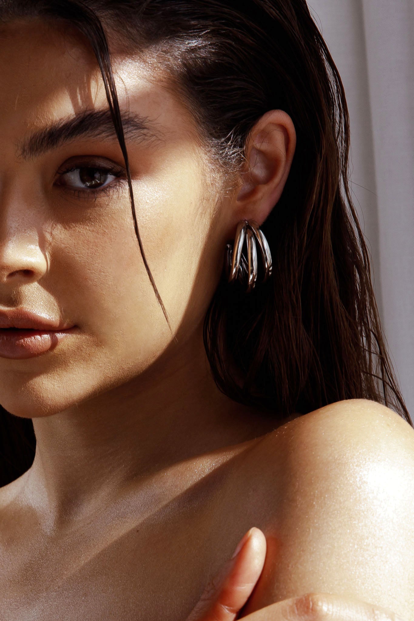 Dominique Triple Hoop Earrings Silver by Selfie Leslie